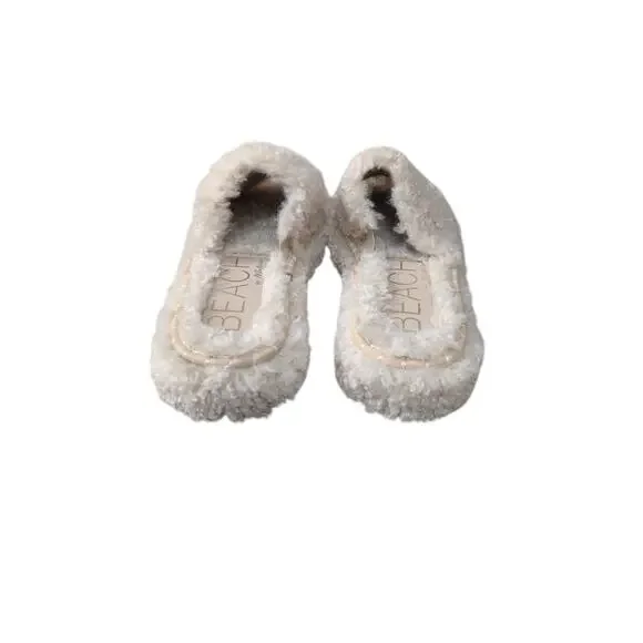 Beach by Matisse Portland Fuzzy Slippers Natural/Beige Sz 10 EUC - Picture 4 of 4